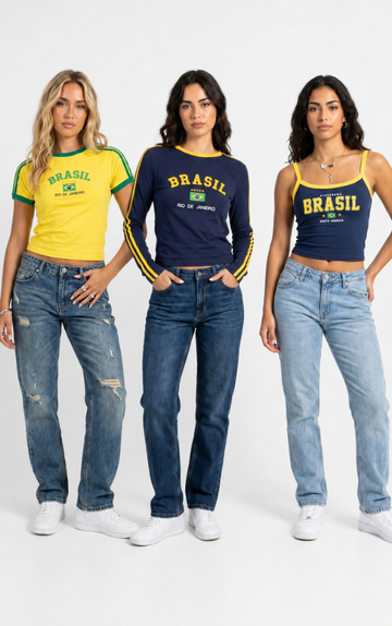 Kit 3 Tops Brasil - RJ, Leblon & SP
